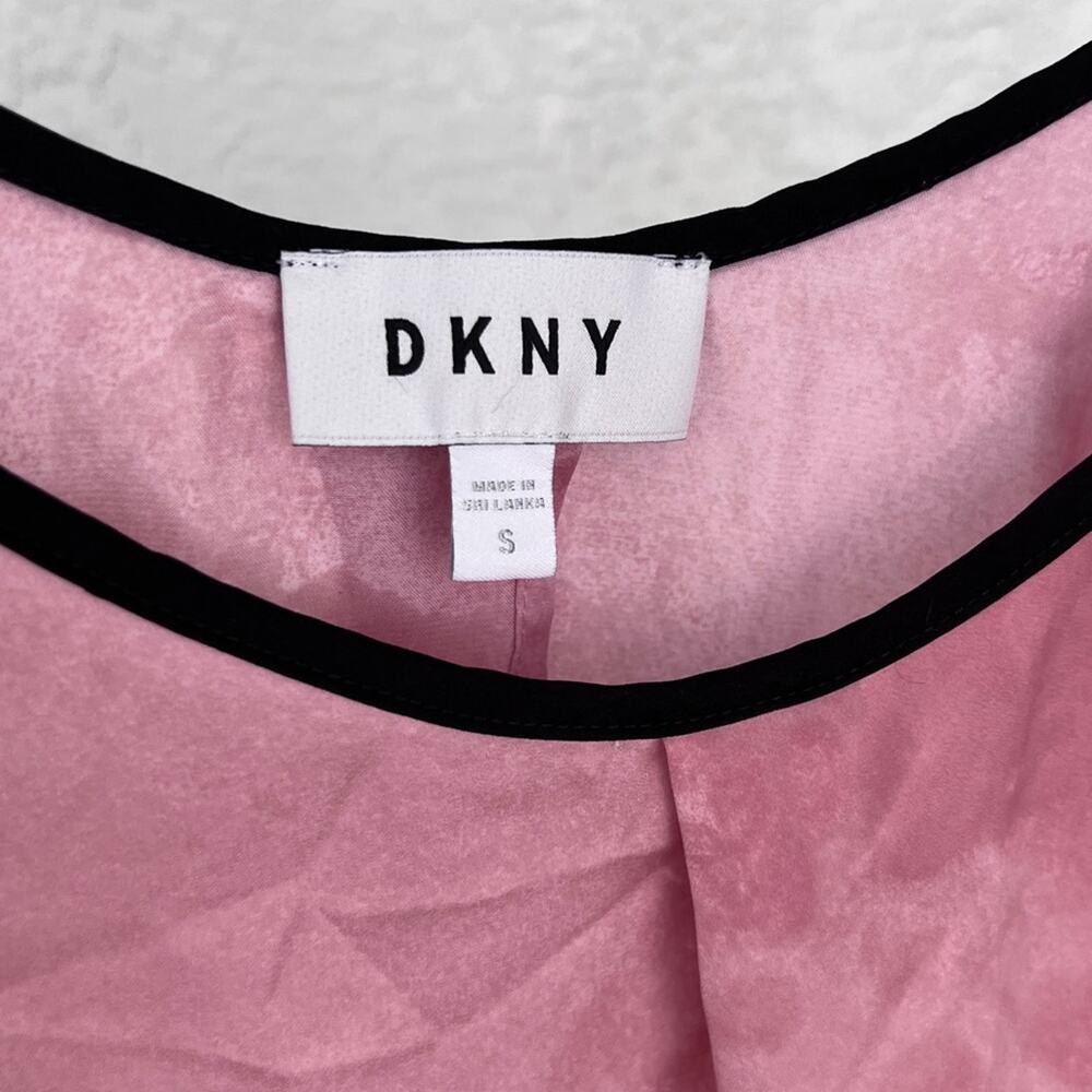 Pink DKNY Tank Open Back Top Black Contrast and Adjustable Spaghetti Straps S Sz - Picture 2 of 10